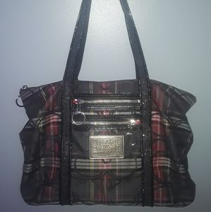 Large Coach Poppy plaid multicolored handbag